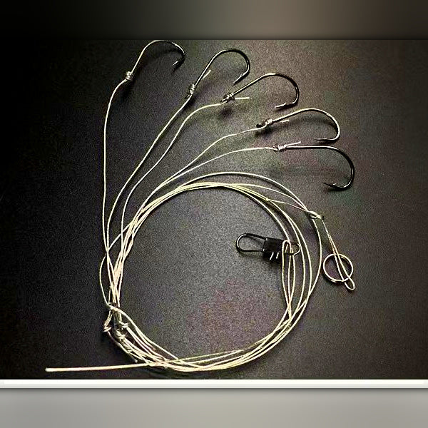 Barbed Steel Wire Rigged Hooks, Iseni & Maruseigo, 50 Sets