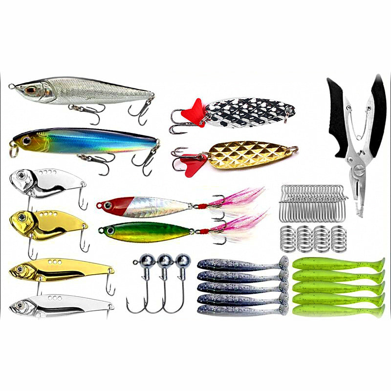 Fishing Lure Kit, Hard Baits, Soft Baits, Spoons & Spinnerbaits