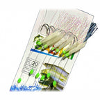 White Fish Skin Sabiki Rig with Glow Beads, Hook Sizes 6–20