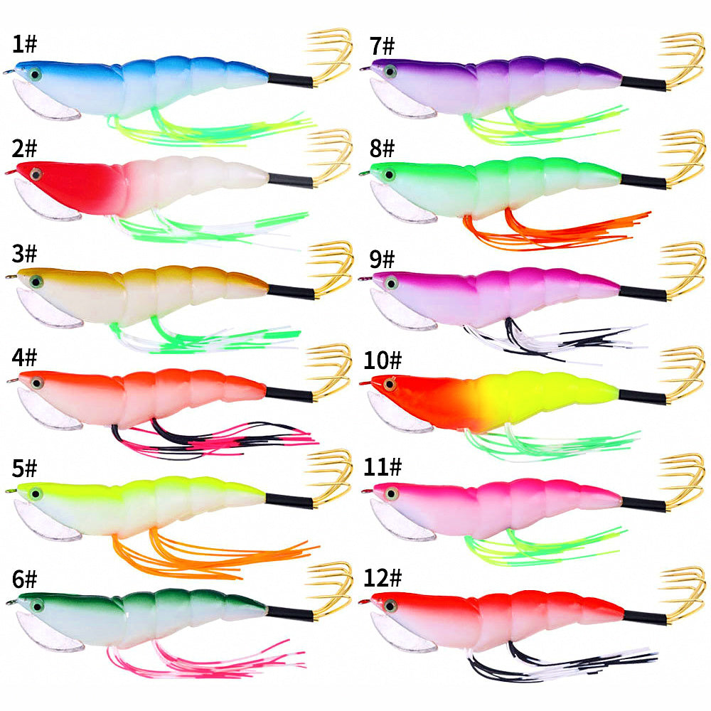 Wooden Shrimp Squid Jig, 12 cm, 17 g (0.6 oz), Glow