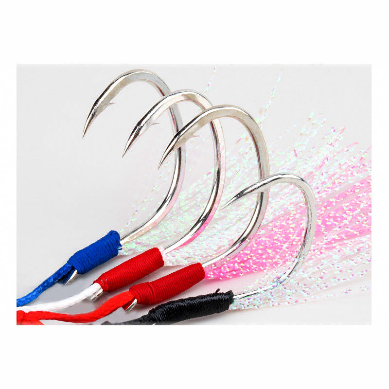 Slow Pitch Jigging Assist Hooks, Barbed, High Carbon Steel