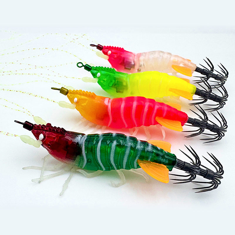 Glow Shrimp Squid Jig with Rattle Bead, Soft Legs