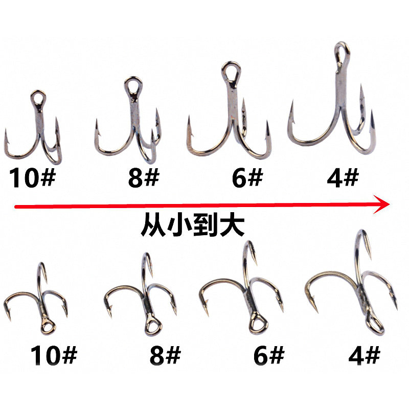 Barbed Treble Hooks for Lures, Sizes 4-10, 6-Pack