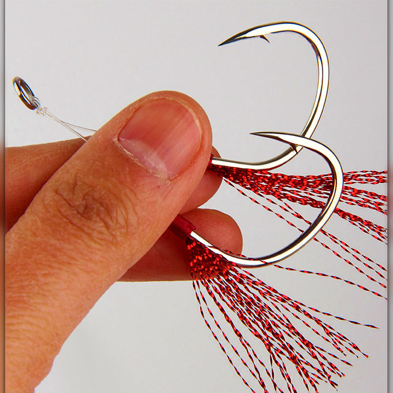 Double Assist Hooks for Jigs, High-Carbon Steel, 2/0 & 3/0