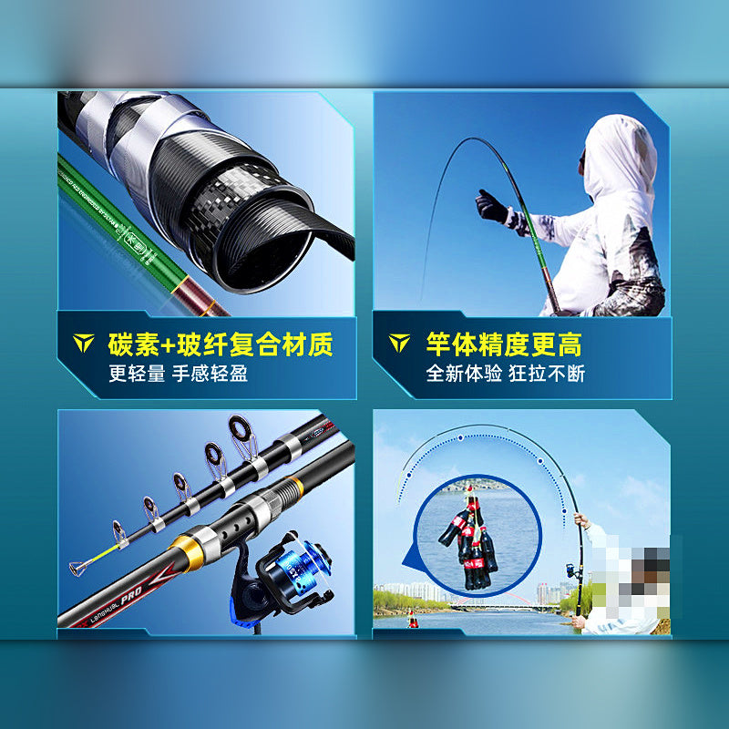 Carbon Fiber Telescopic Fishing Rod Combo with Tackle Kit