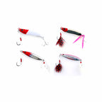 Feathered Barbed Hook Micro Jig, Size 6–12, Red or White
