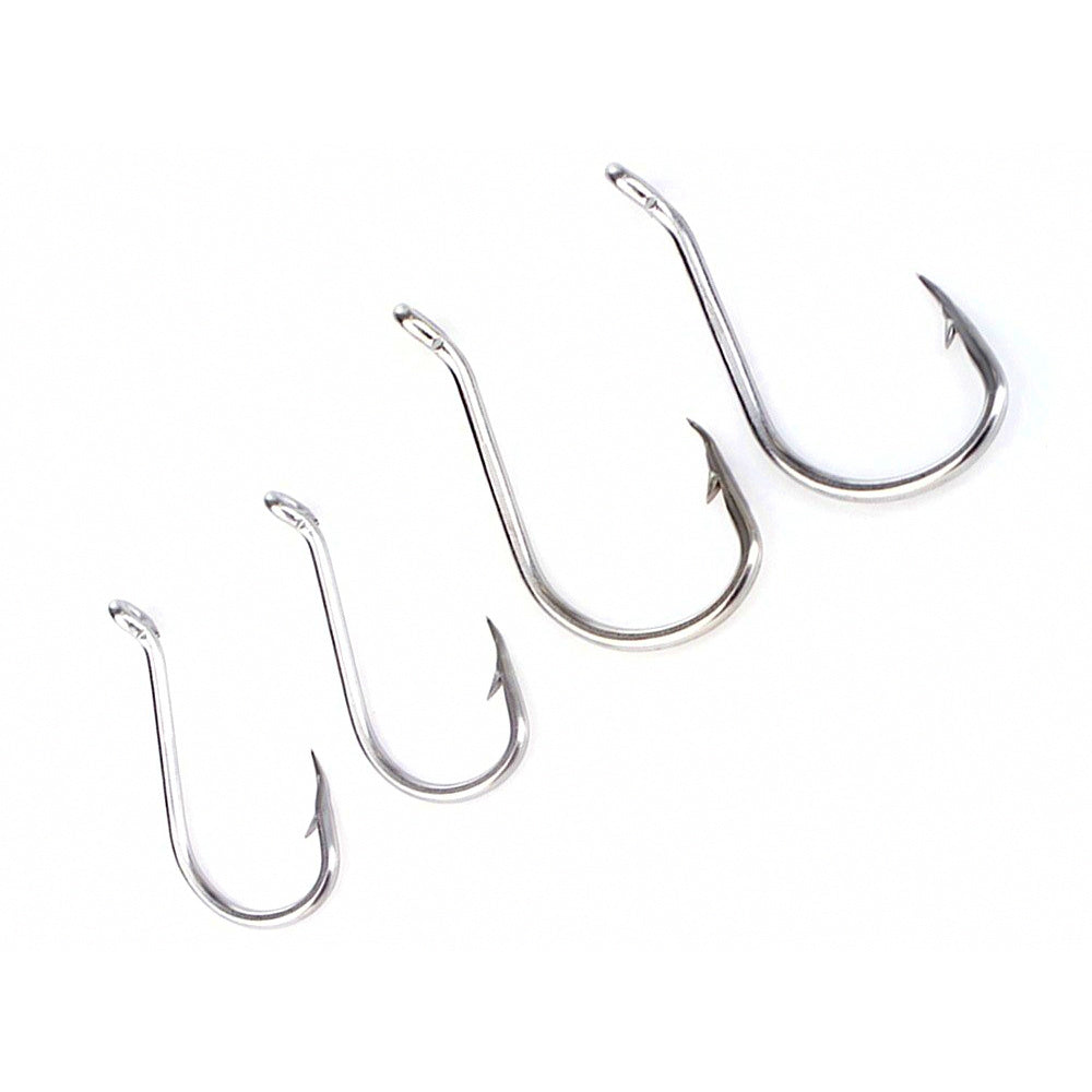 Stainless Steel Octopus Ring Hooks, Size 5/0 to 5, Bulk Pack