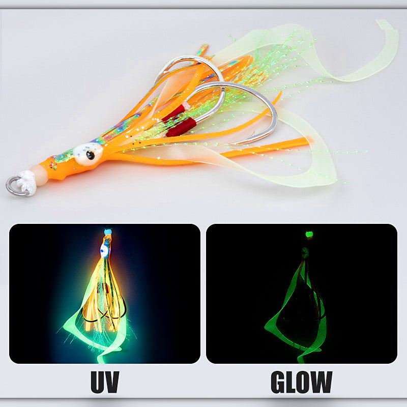 Glow Squid Assist Hooks for Slow Pitch Jigs, Size 2/0