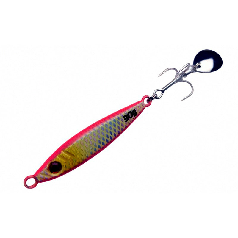 Casting Spoon Jig w/ Spinner Blade & Trebles, 20-60 g