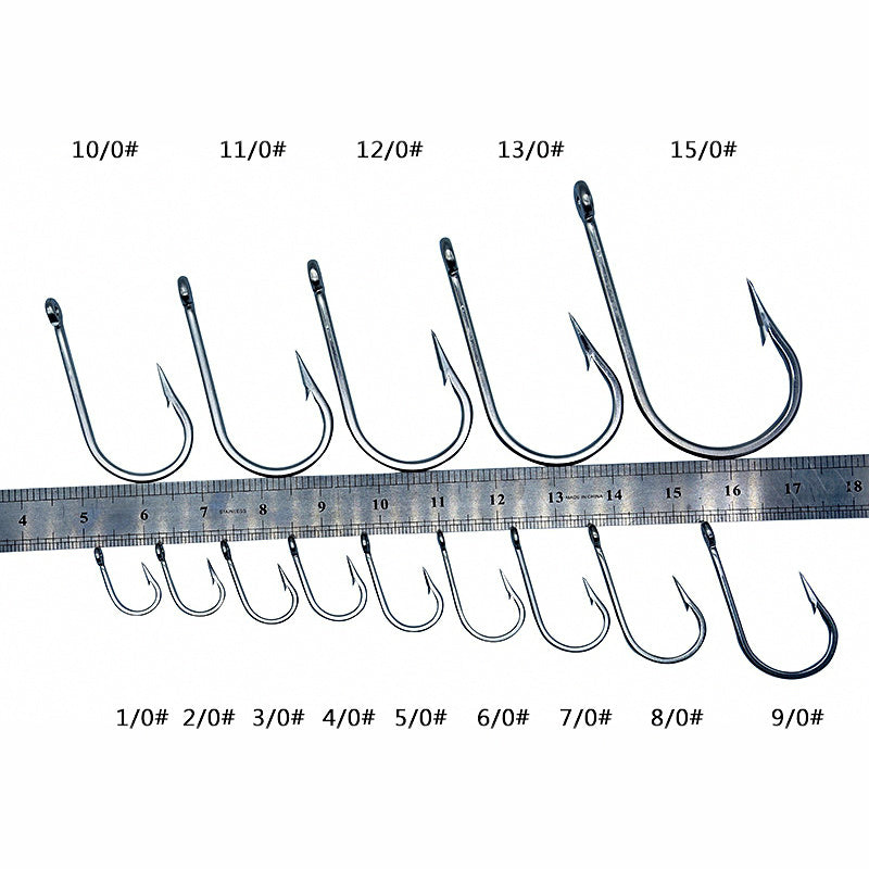 Stainless Steel Barbed Big Game Hooks, 1/0–16/0 (5-pack)