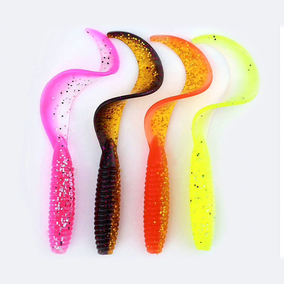 Two-Tone Curl Tail Soft Bait Grubs, 30 Pack, 2 Sizes