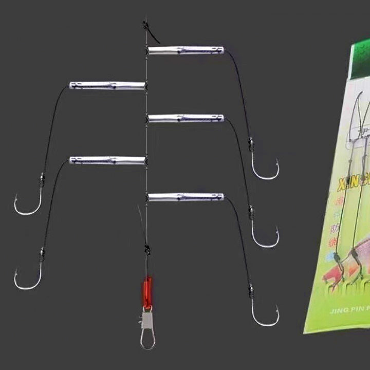 5-Hook Bait Rig with Barbed Hooks, Iseni/Maruseigo, #3–#20
