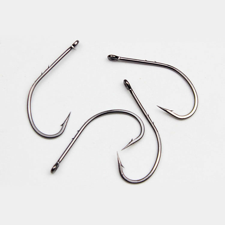 Long Shank Ring Eye Barbed Hooks, Bulk 50/100 Pack
