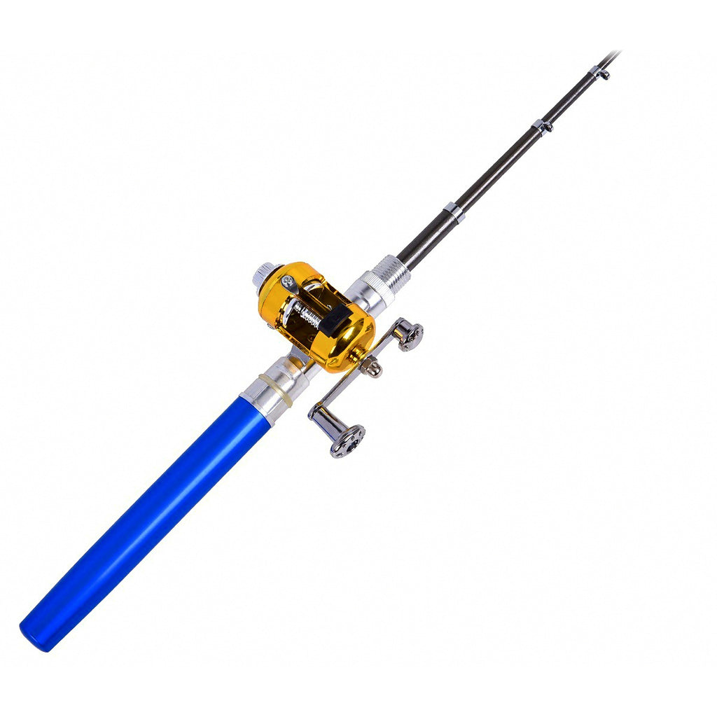 Telescopic Pen Rod & Reel Combo, Fiberglass, 5-Section
