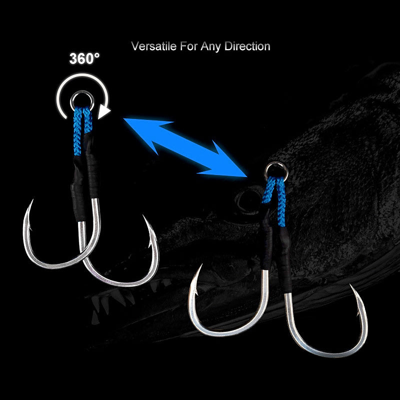 Slow Pitch Jig Assist Hooks, Double Hook Set, 2/0–9/0