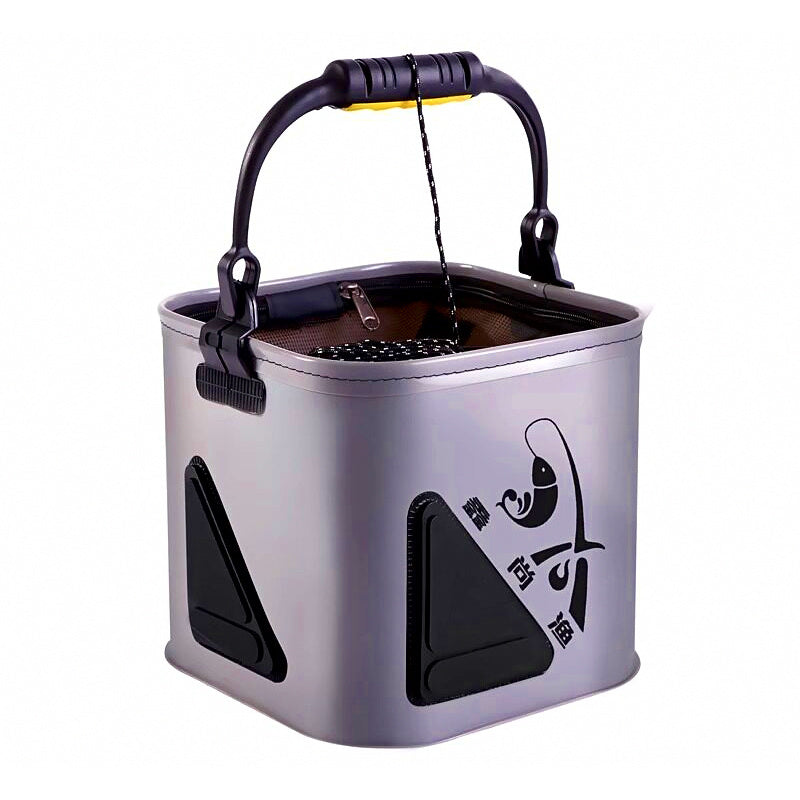 Collapsible Fishing Bucket with Rope, 20–24 cm (7.9–9.4 in)