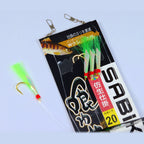 Fish Skin Bait Rig, 4 Hooks per Rig, Glow or Bright Skin