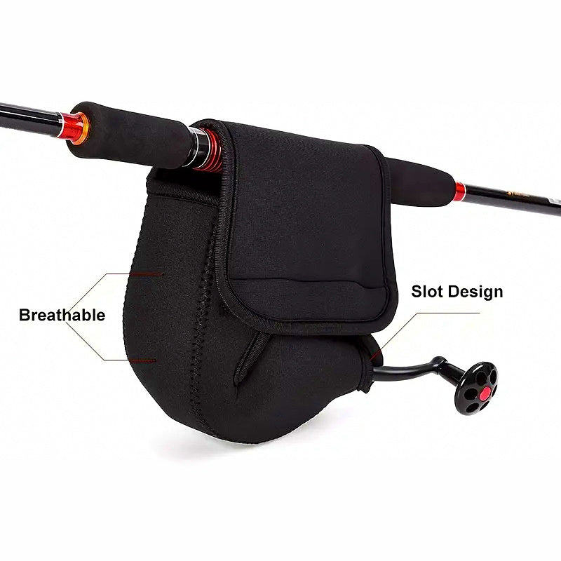 Neoprene Spinning Reel Cover Bag, Black, S/M/L