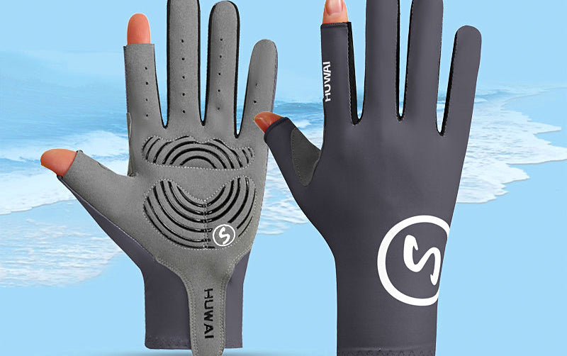 UV Sun Protection Fishing Gloves, Two-Finger Cut, Thin – product photo