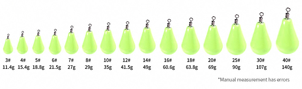 Glow Teardrop Sinker, 0.4–4.9 oz (11–140 g) – product photo