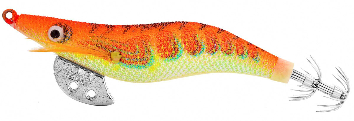 Wood Shrimp Squid Jig, Glow, Double Rattle, Sizes 2.5–4.0 – product photo