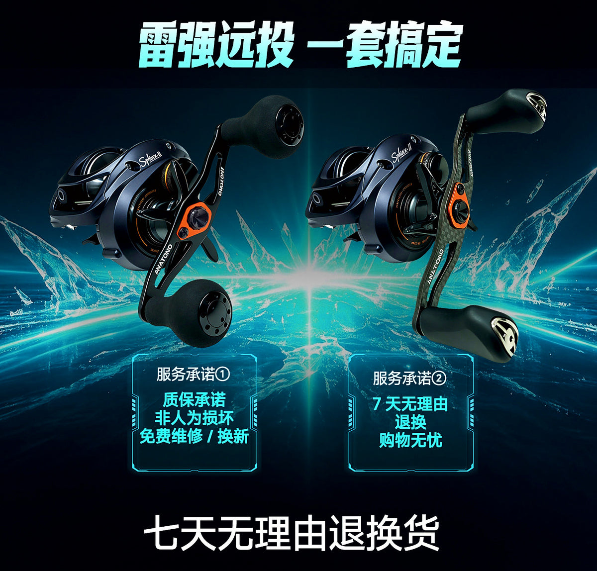 Aluminum Baitcasting Reel 6.1:1, 10 Bearings, 8 or 15 kg Brake – product photo