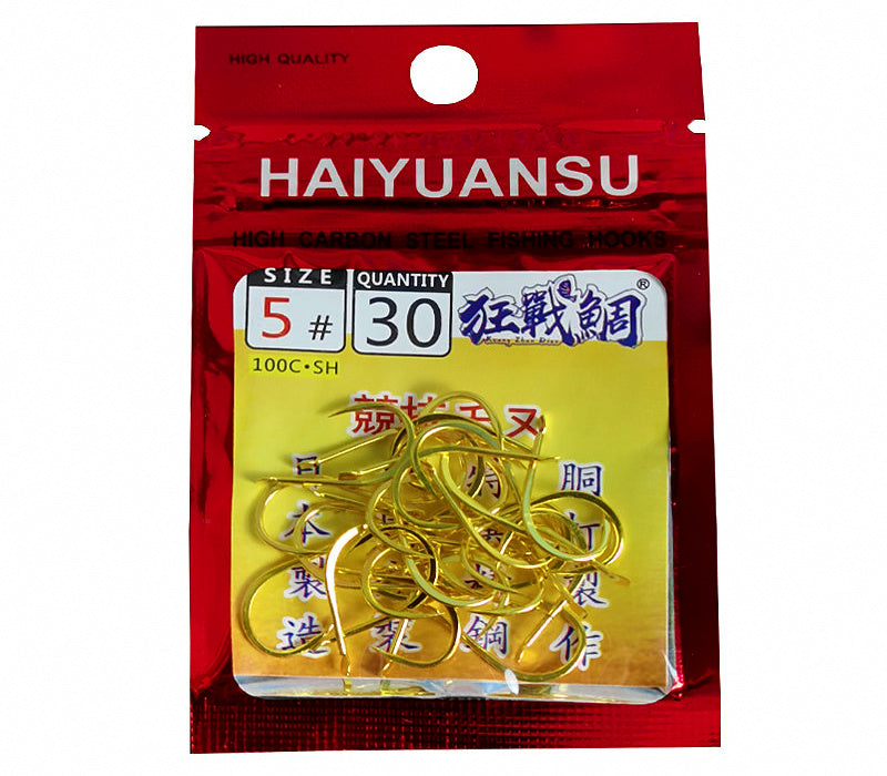 Barbed Senmata Fishing Hooks, 30-Pack, Sizes #0.3–#5 – product photo