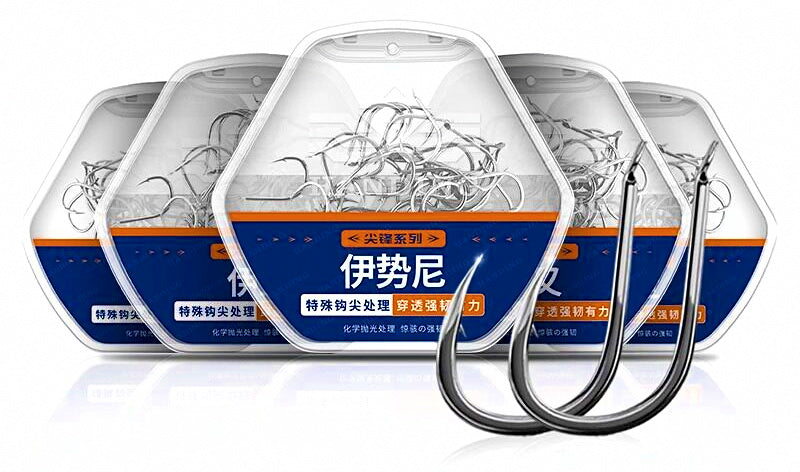 Japanese Pattern Fishing Hooks, 50-Pack, Barbed or Barbless – product photo