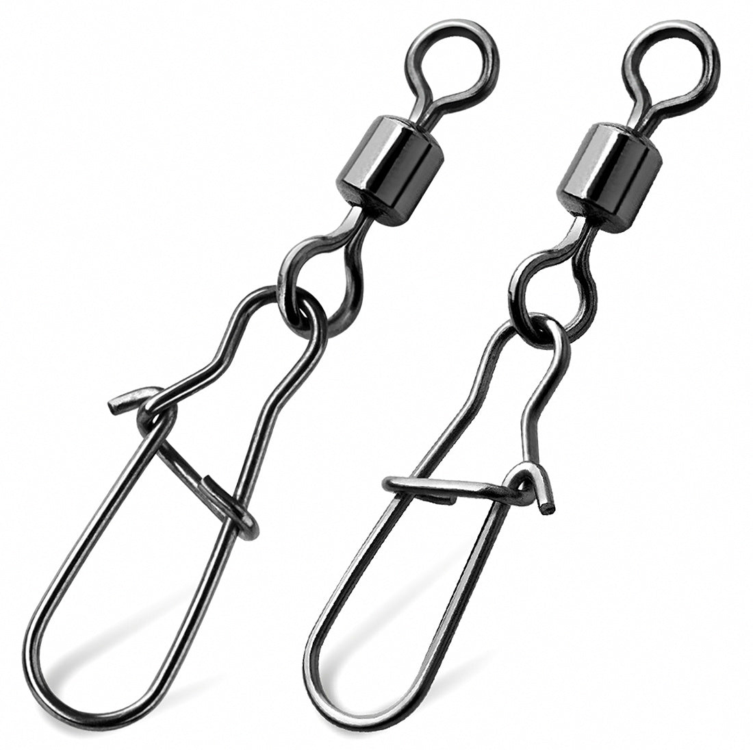 Black Duo-Lock Snap Swivels, 50-Pack, Sizes 14 to 4/0