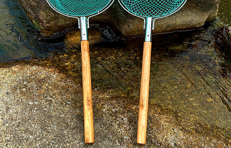 Stainless Steel Landing Net with Wood Handle, Double Ring – product photo