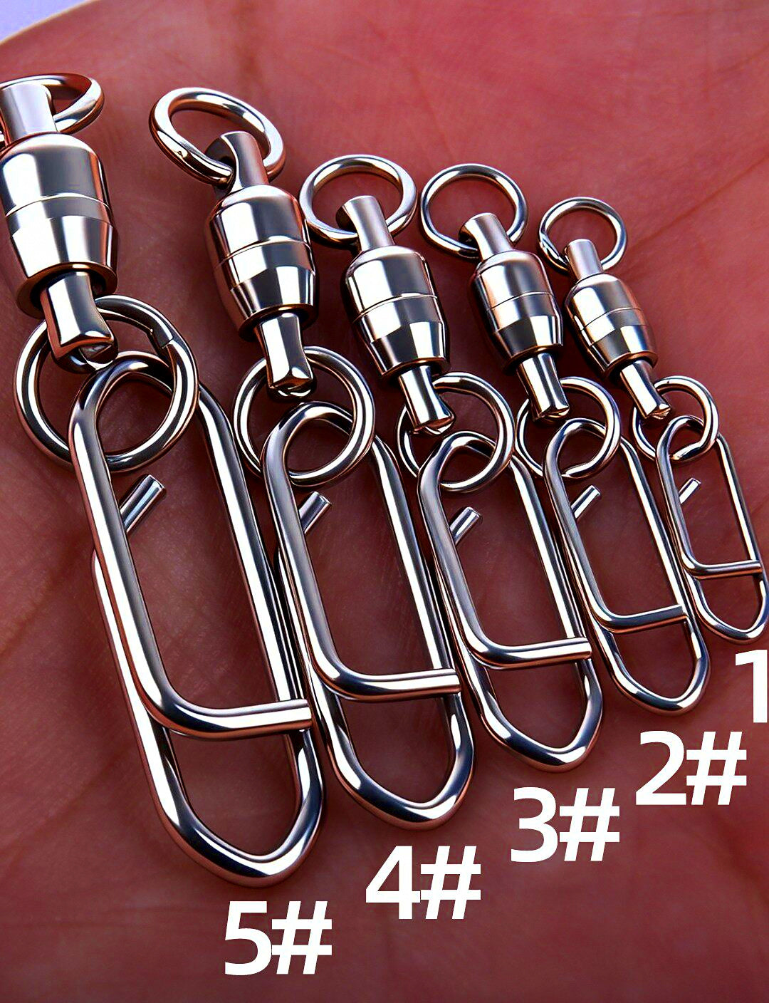 Ball Bearing Snap Swivels, Stainless Steel, Sizes 1–5 – product photo