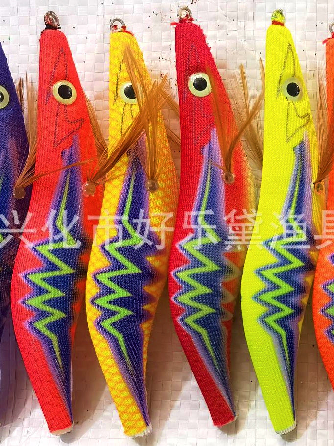Glow Wooden Shrimp Squid Jig, Lightning Pattern, 2.5–3.5 Size – product photo