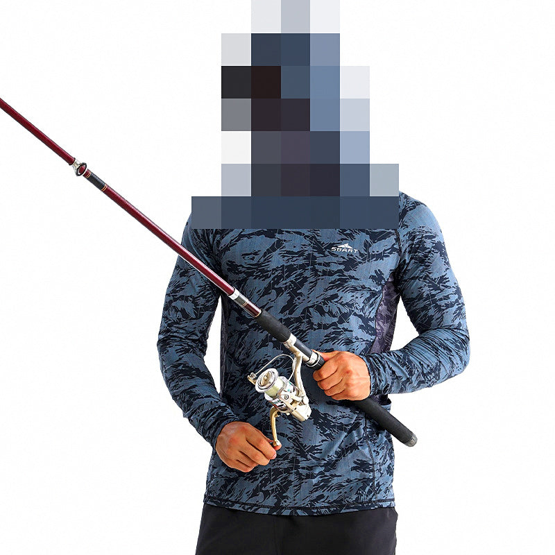 Hooded UV Sun Fishing Shirt with Face Mask, Quick-Dry – product photo