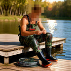 Green Camo PVC Waterproof Wader Pants with Boots – product photo