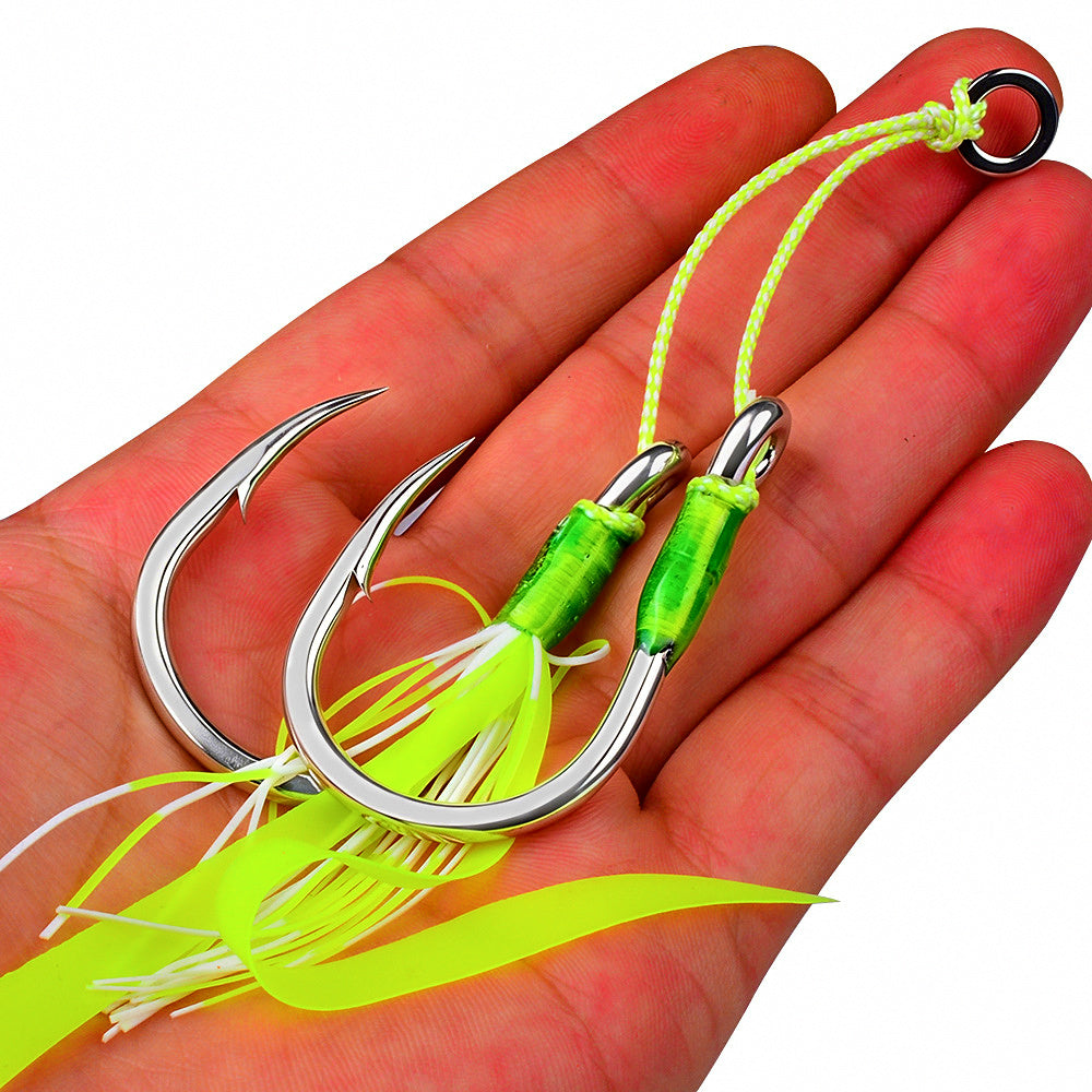 Jig Assist Hooks with Silicone Strands, 2 Pairs/Pack, 3/0–13/0