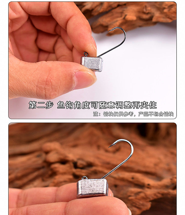 DIY Jig Head Hook, 90° Right-Angle Bend, Barbed, High-Carbon Steel – product photo