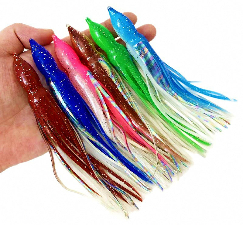 Glow Squid Skirt Lures, 15 cm / 18 cm (6 / 7 in), 5-Pack – product photo