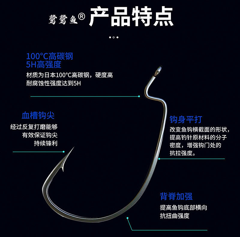 Wide Gap Offset Worm Hooks, Barbed, Sizes #6–1/0 – product photo