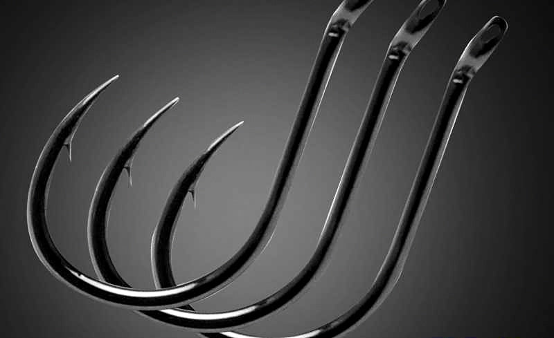 Barbed Ring-Eye Hooks, High-Carbon Steel, Size 0.5–12 – product photo
