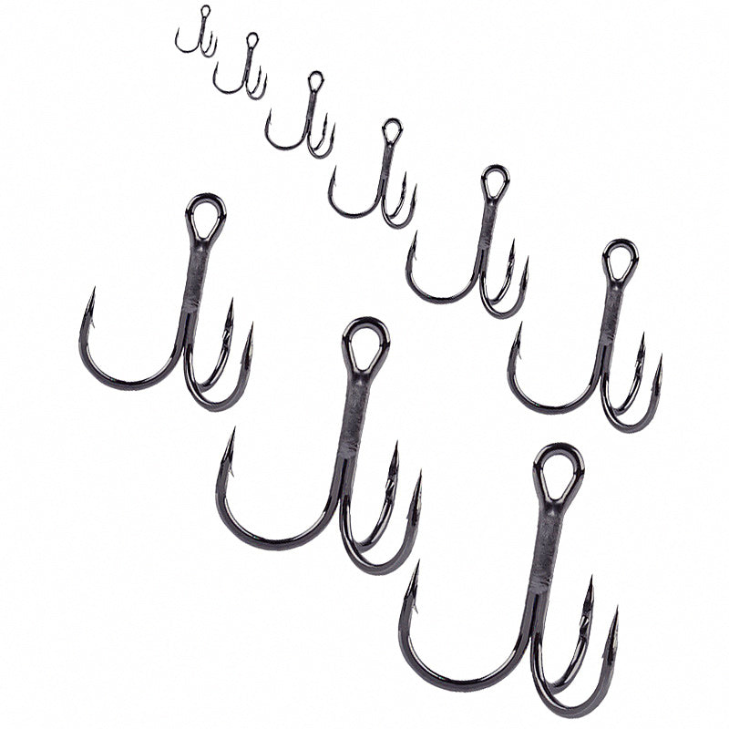 Barbed Treble Hooks, Black High-Carbon, 20-Pack – product photo