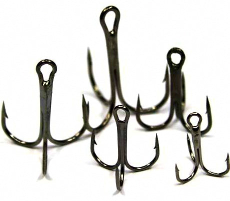 Barbed Treble Hooks, Black Nickel, Sizes #16 to 6/0 – product photo