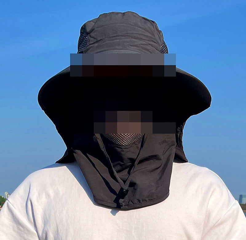 Men's Wide-Brim Fishing Sun Hat, Neck Flap & Face Mask – product photo