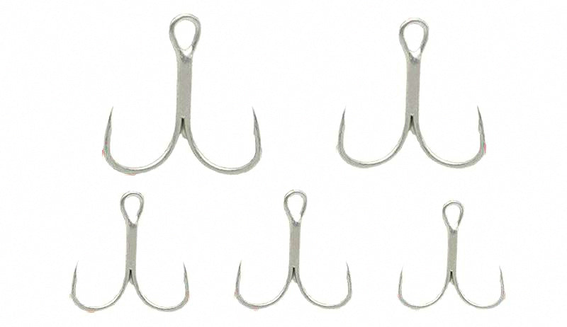 Barbed Treble Hooks, 50-Pack, Sizes 1, 6, 8 – product photo