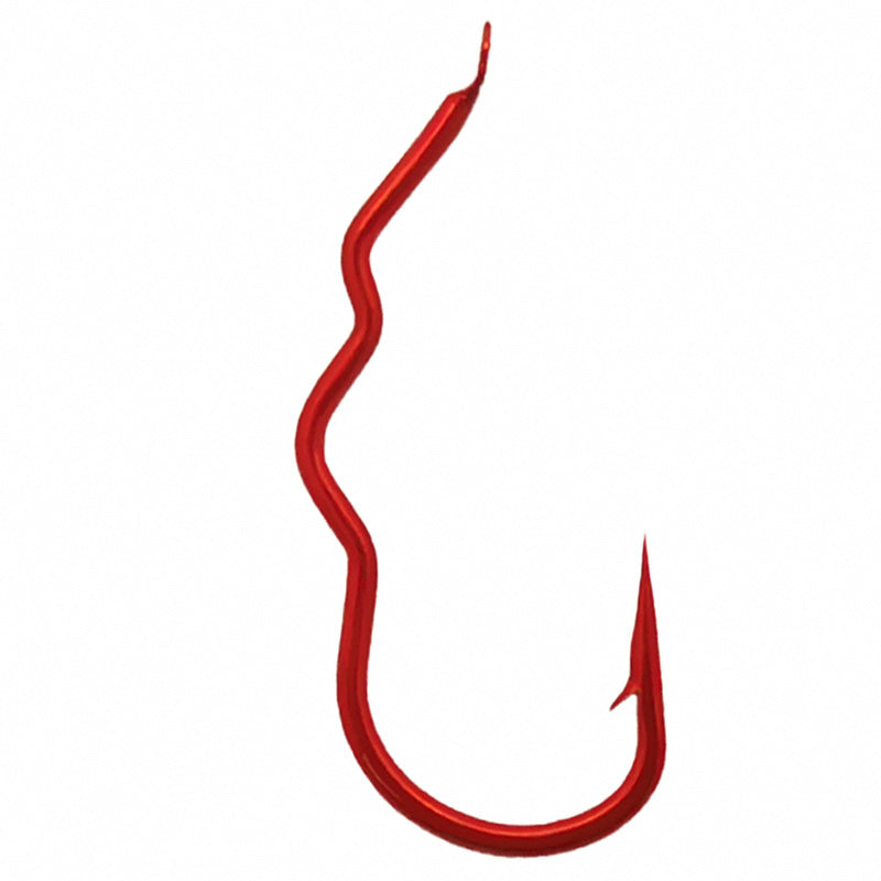 Barbed Multi-Bend Flip Hooks, Sizes #1–#14, Black/Gold/Red – product photo