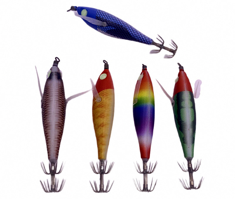 Glow Wood Shrimp Squid Jig with Silicone Wings, Umbrella Hook – product photo