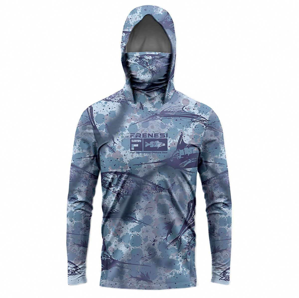 Men's Long Sleeve Hooded Fishing Shirt with Face Mask