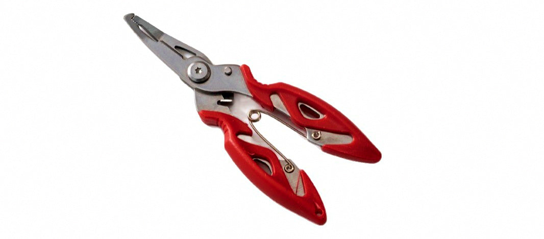 Stainless Steel Bent-Nose Fishing Pliers with Line Cutter – product photo