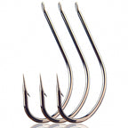 Long Shank Barbed Fishing Hooks, 50-Pack, Sizes 1–34