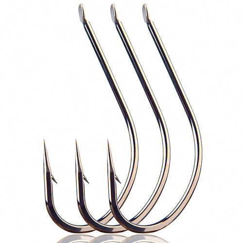 Long Shank Barbed Fishing Hooks, 50-Pack, Sizes 1–34