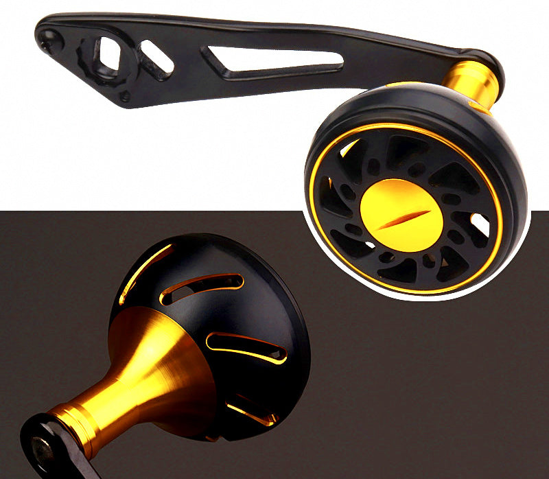 Extended Aluminum Baitcasting Reel Handle, CNC Knob, Gold – product photo